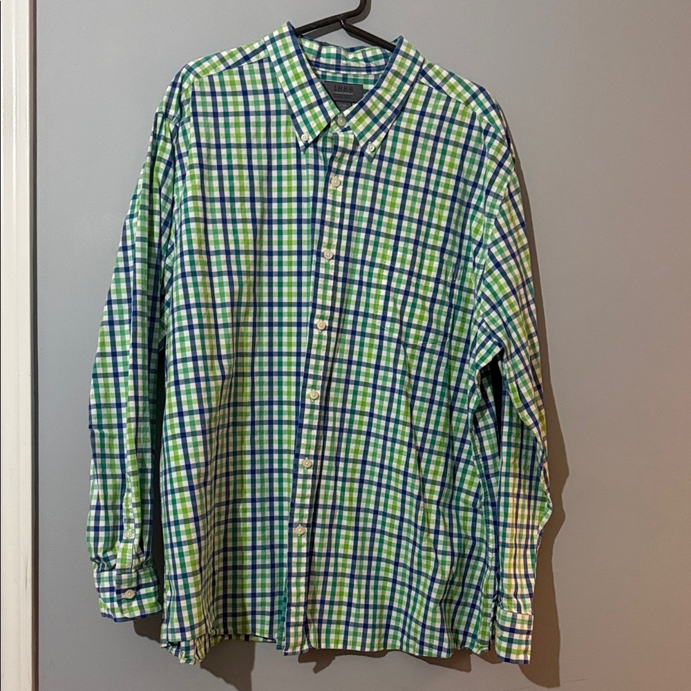 Saddlebred Green and Blue Plaid Button Down Shirt size 2xl great condition